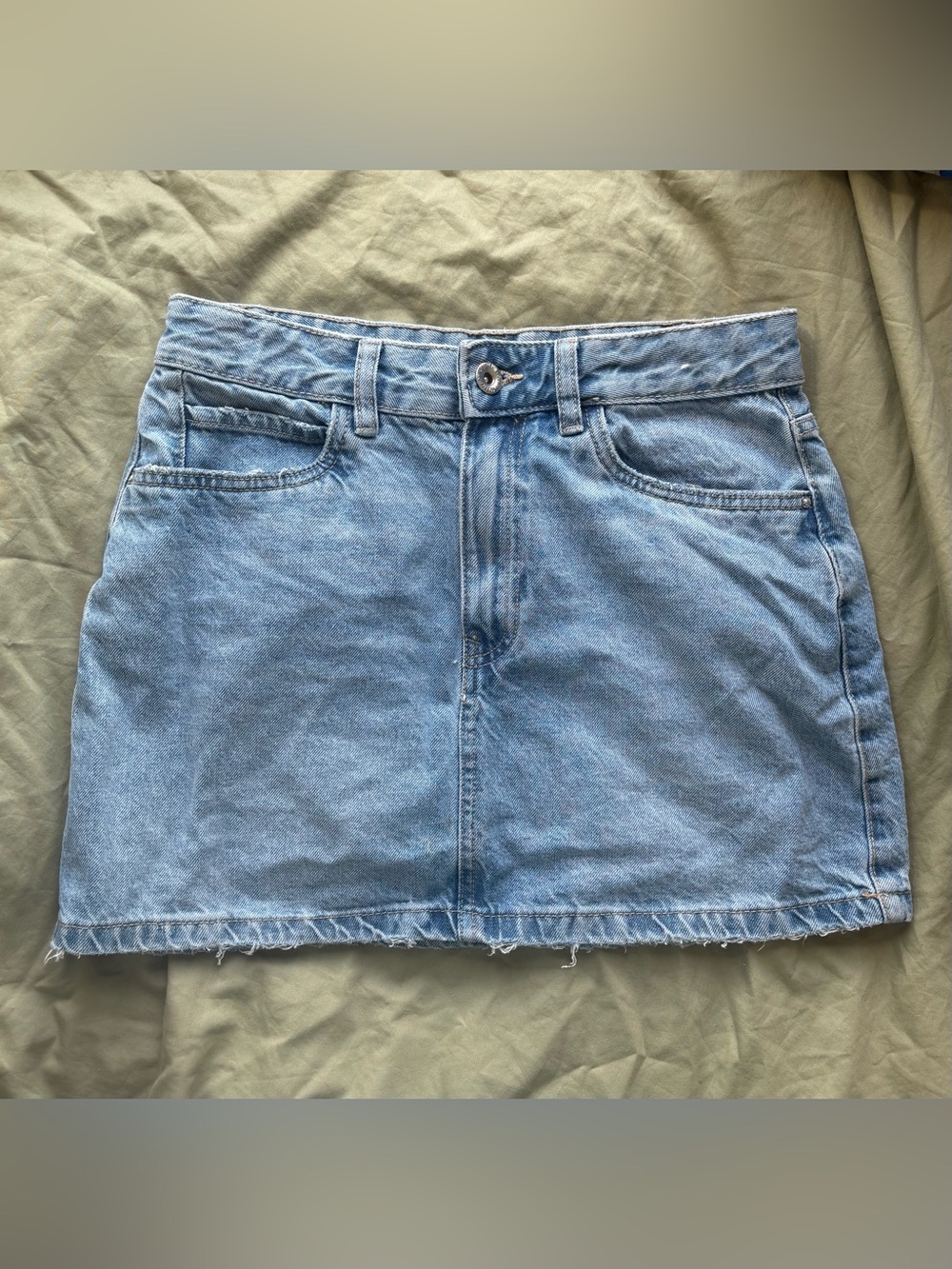 Light Blue Denim Mini Skirt - Women